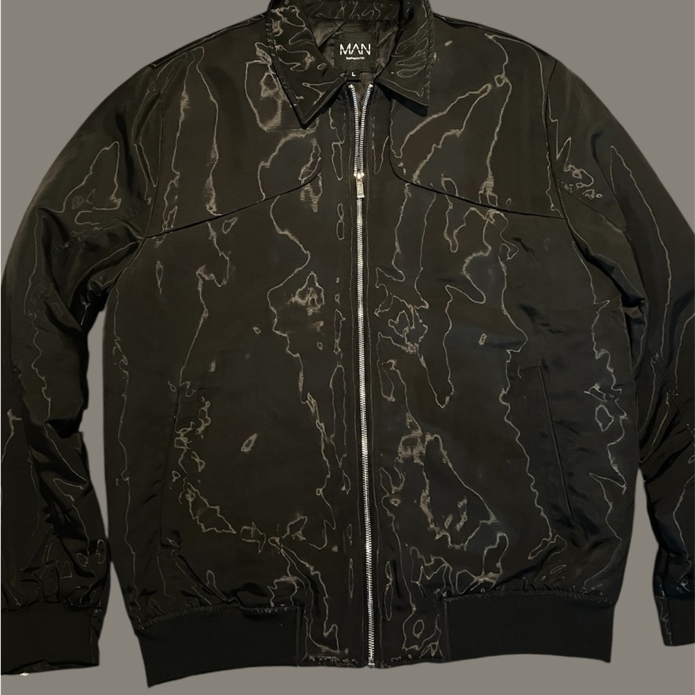 Boohoo Mens Black Reflective Bomber Jacket